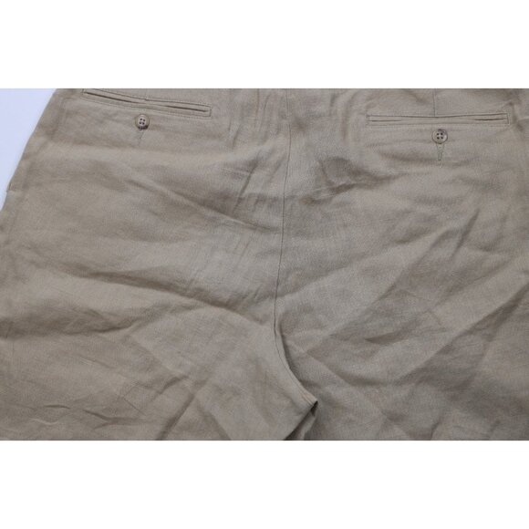 Vintage 90s Ralph Lauren Mens 32 Distressed Linen Above Knee Chino Shorts Beige - Picture 14 of 16